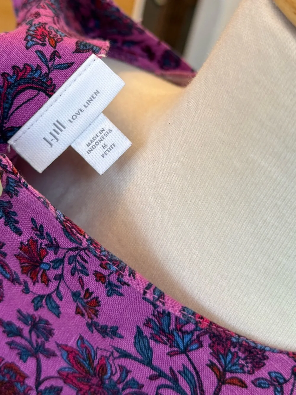 J. Jill Love Linen 100% Linen Floral Shift Dress Medium Petite - Picture 7 of 11